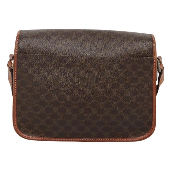 CELINE Macadam Canvas Circle Shoulder Bag PVC Leather Brown Gold Auth EC528 - Picture 3 of 16